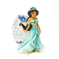 Turquoise and gold Jasmine-style fine bone china figurine with flowing dress and hat