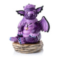 Purple bat-wing dragon fine bone china figurine with heart-shaped charm pendant