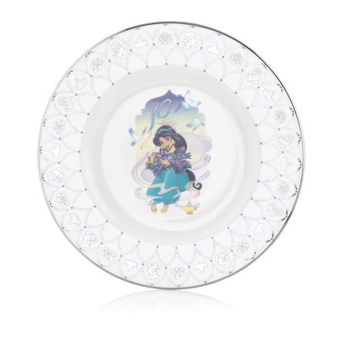 Fine bone china plate with Jasmine character art and floral geometric border