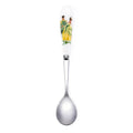 Fine bone china wedding spoon with white handle and princess-style green floral decoration