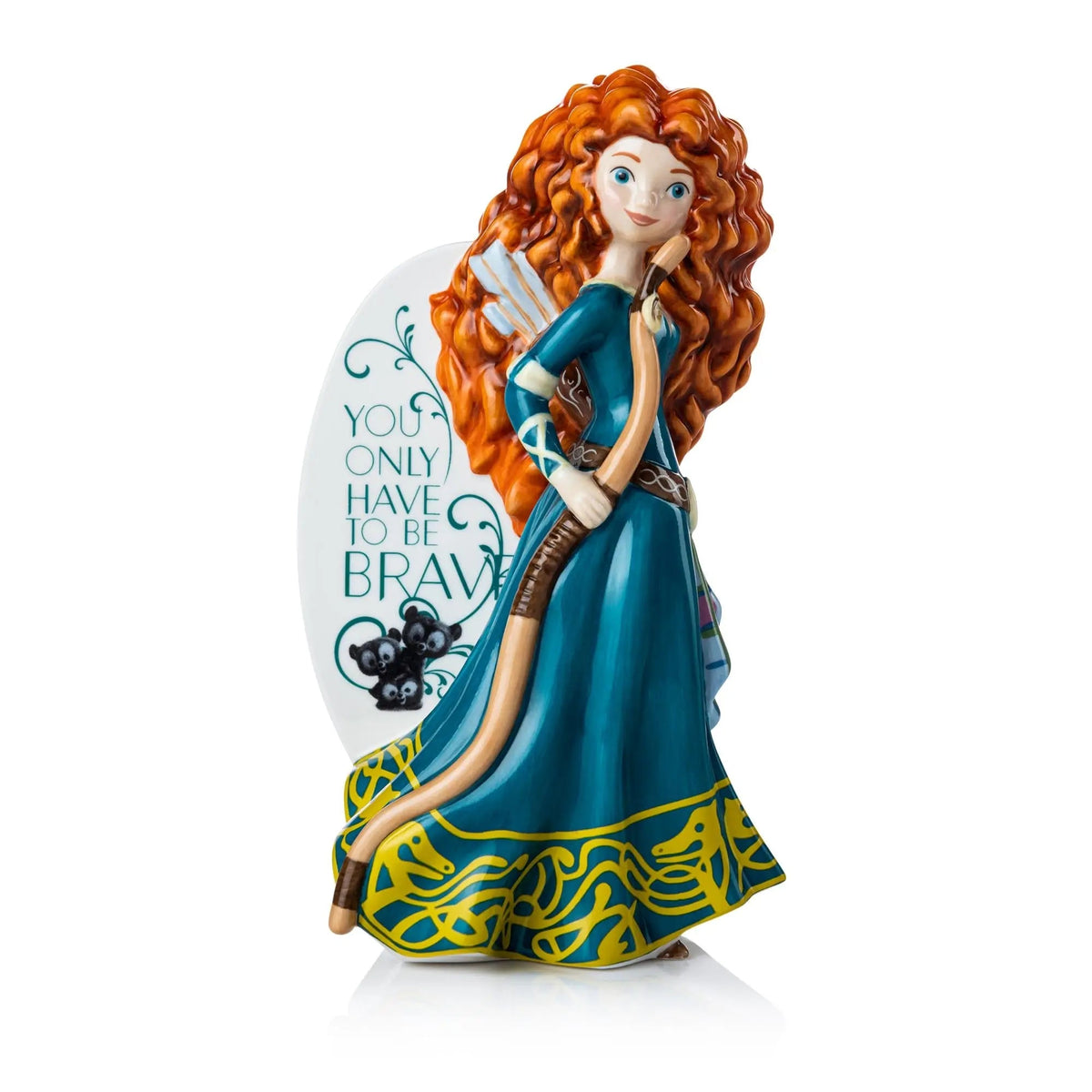 Merida flatback fine bone china figure of a red-haired girl in teal dress