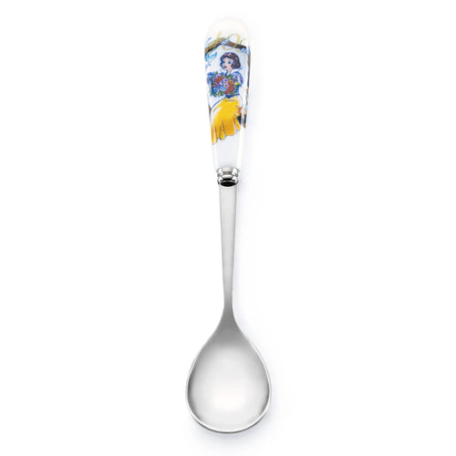 Fine bone china Snow White anniversary spoon, white with gold detail and character art