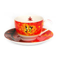 Fine bone china Mickey & Minnie autumn cup and saucer, red character print