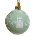 Green fine bone china ornament ball with white city gate design and gold cap
