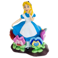 Porcelain Alice figurine in blue dress with white apron, holding pose with floral details
