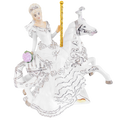 White fine bone china carousel bride and groom figurine with gold music pole
