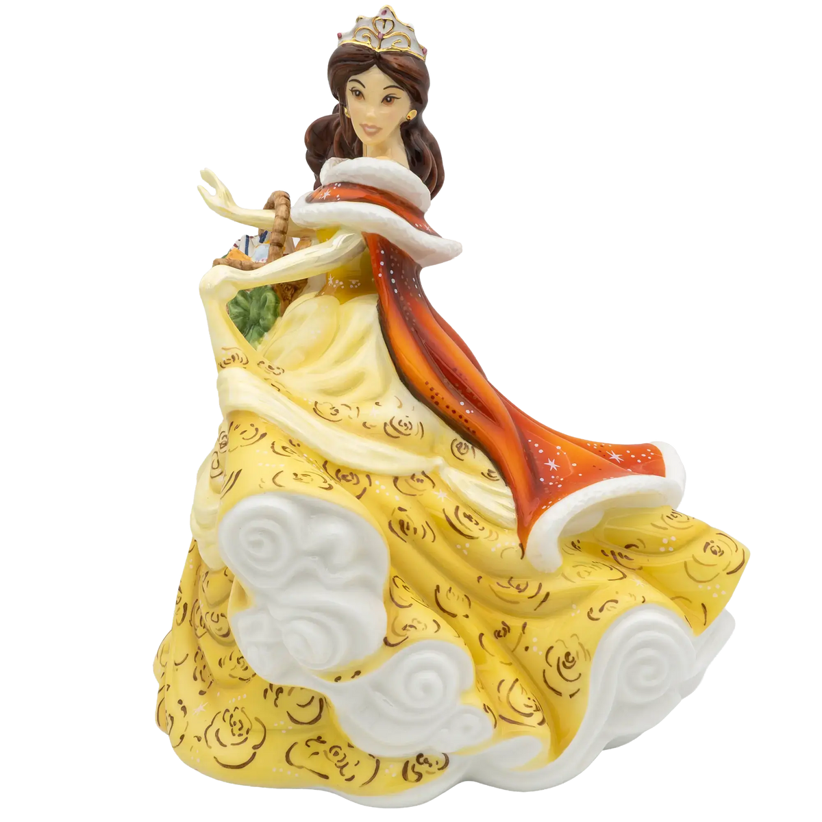 Disney Princess fine bone china figurine of Belle in orange dress with white fur trim