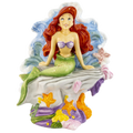 Fine bone china mermaid figurine with red hair, green tail, cloud base and starfish