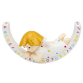 Fine bone china alphabet angel ornament with blonde head and A–Z letter ring, side view