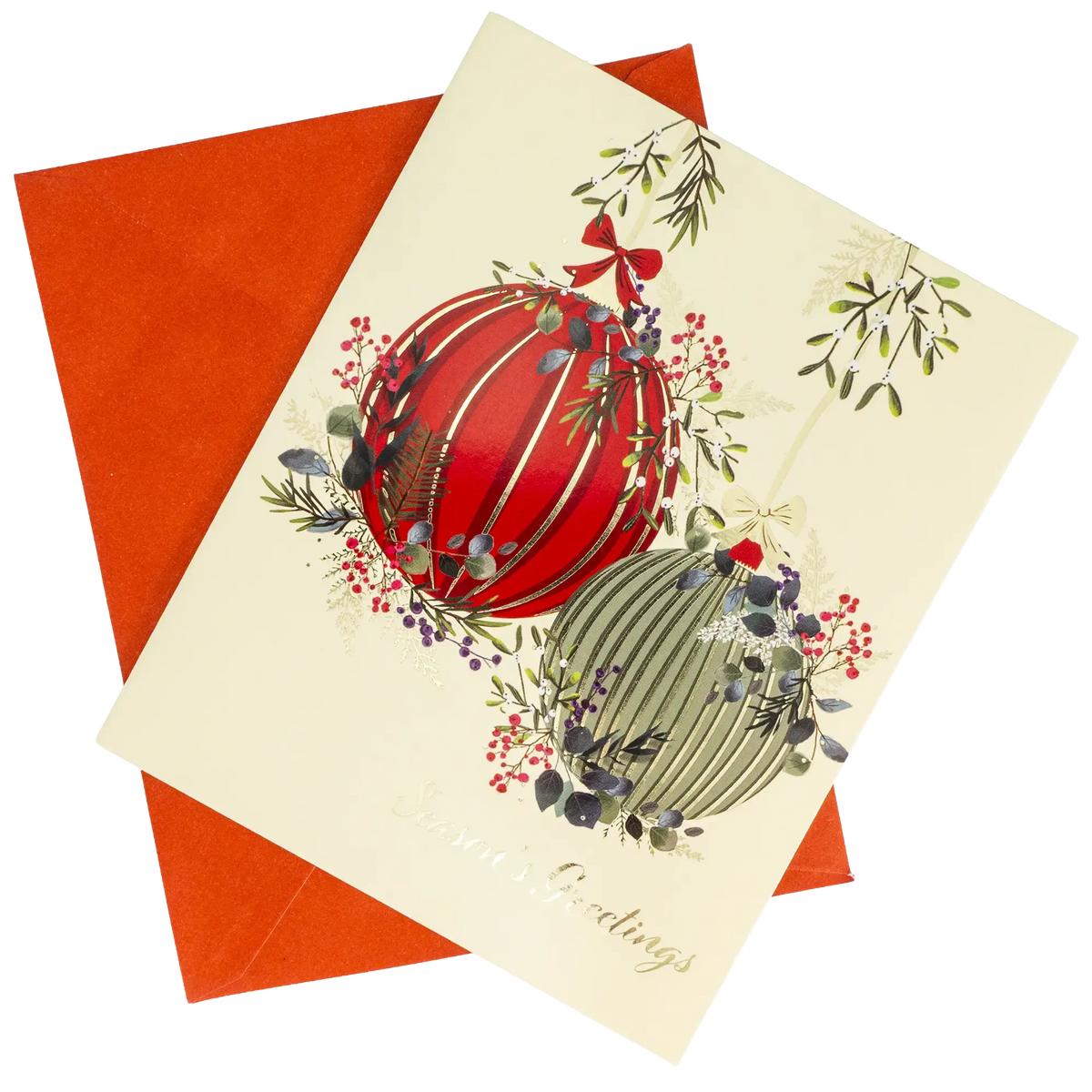 Cream decorative card with colorful birdcage and botanical illustration