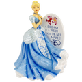 Cinderella fine bone china figurine in blue gown with swirls, holding lantern and heart sign