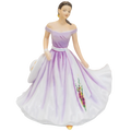 August Gladioli fine bone china figurine in lavender off-shoulder gown with floral detail