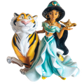 Sitting tiger and princess fine bone china figurine with teal dress and gold lamp