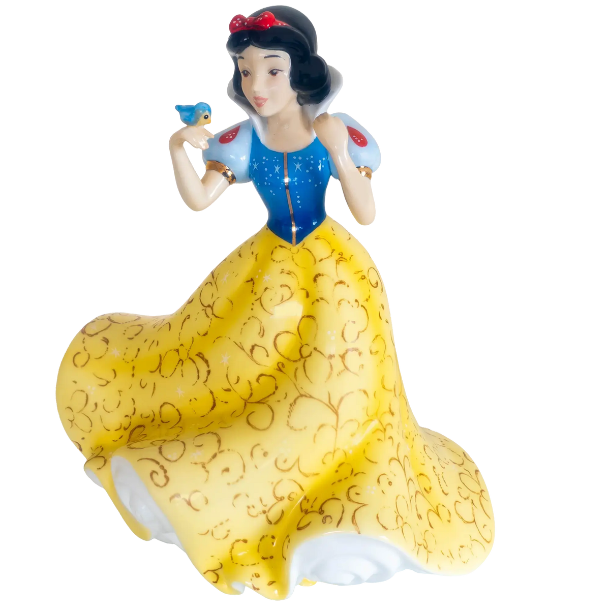 Snow White-style fine bone china figurine holding a small blue bird.