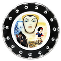 Fine bone china decorative plate with black skull paw border and fairy-tale portrait art