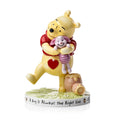 Fine bone china Winnie the Pooh figurine hugging Piglet, red scarf, printed message base