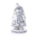 White fine bone china bear figurine in scarf and coat, sketch style