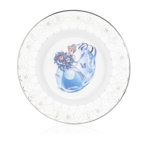 Decorative fine bone china anniversary plate with Cinderella blue dress and floral detail