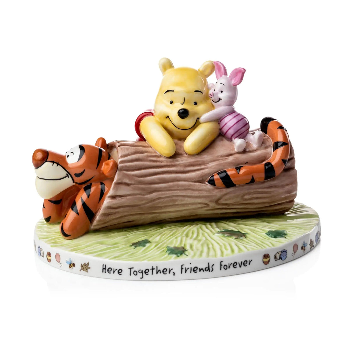 Winnie the Pooh fine bone china figurine with Winnie, Piglet, and Tigger on base