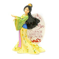 Fine bone china figurine: woman in floral dress, black hair, round base with 'COURAGE'.
