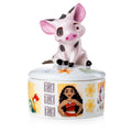 Fine bone china treasure box with cow-print pig figurine lid