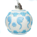 Blue-and-white globe bauble fine bone china ornament with hanging metal cap